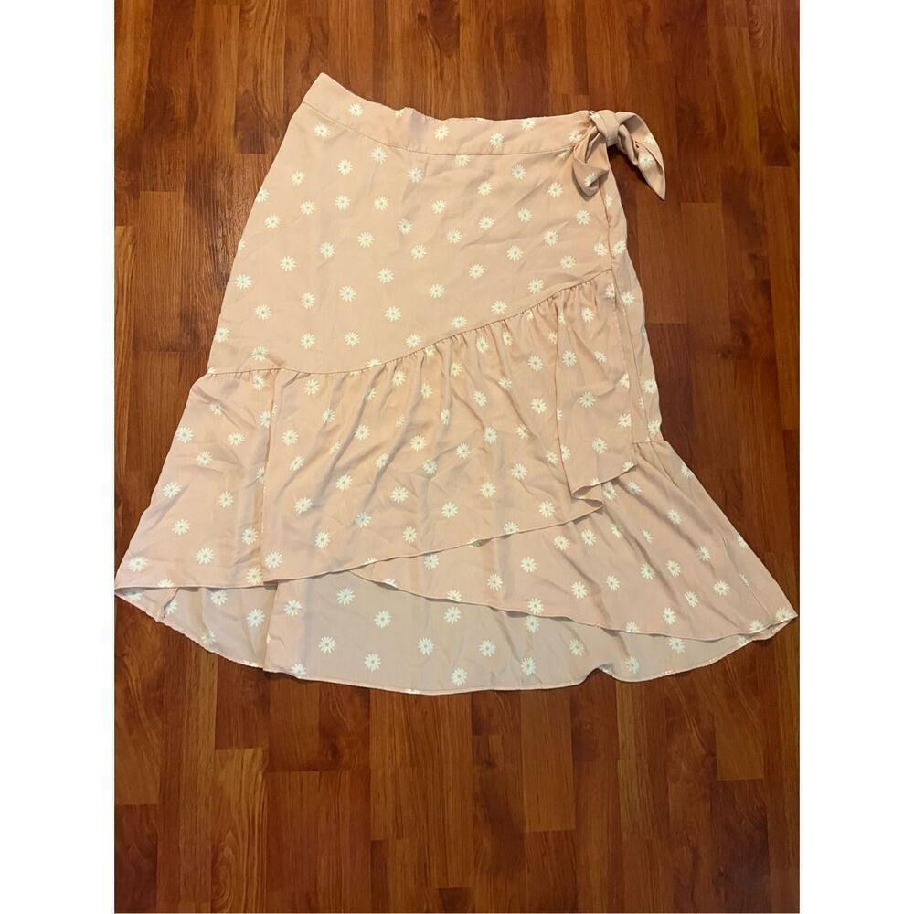 LC Lauren Conrad Pink Floral Midi Wrap Skirt Size XL - Picture 11 of 12